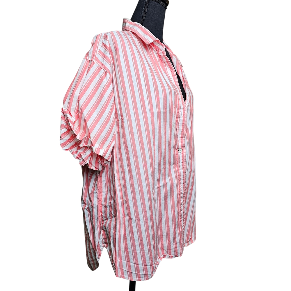 GAP Coral and White Striped Shirt - Picture 3 of 4